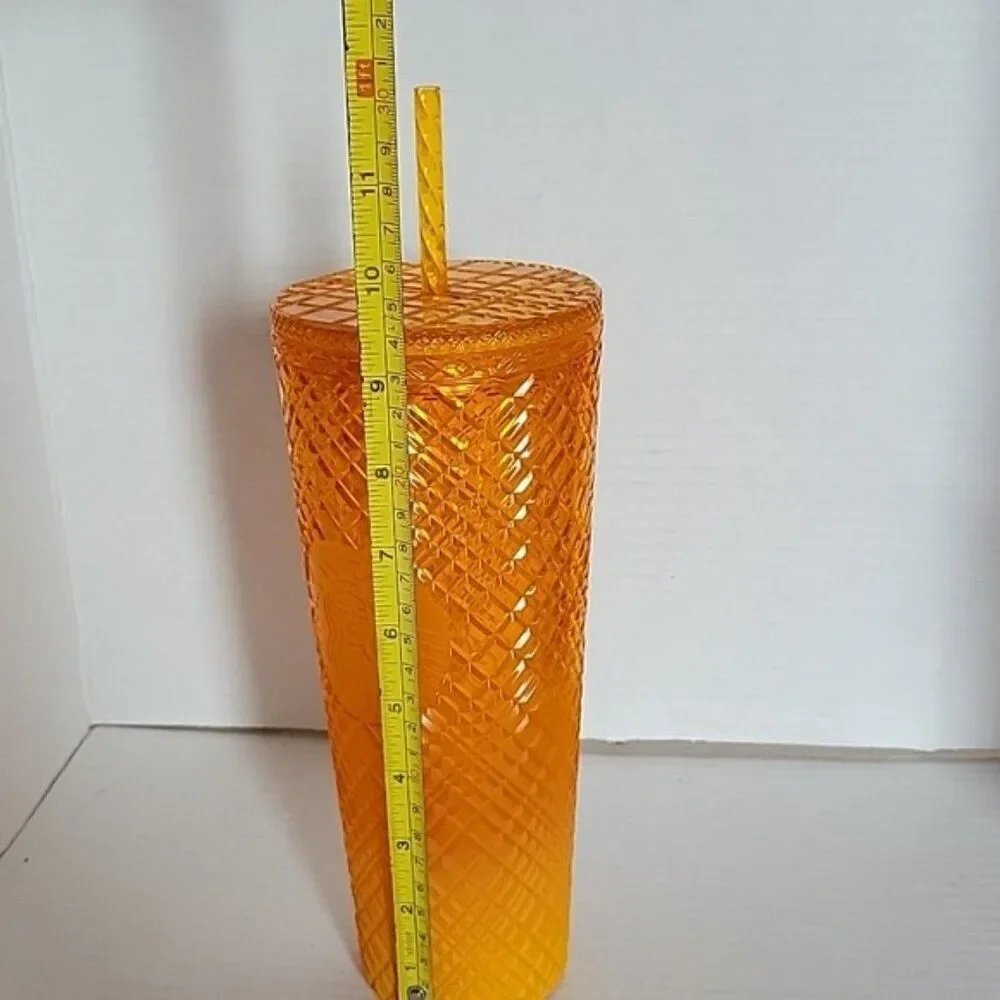 Starbucks Cold Travel Tumbler Cup 2021 24 Oz Venti Ombre Orange Mango Jeweled